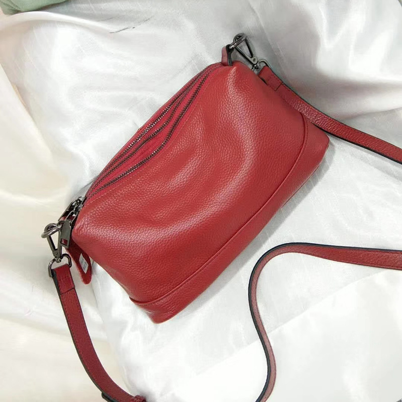 3 Sections Real Leather Crossbody Bag LH2906_5 Colors