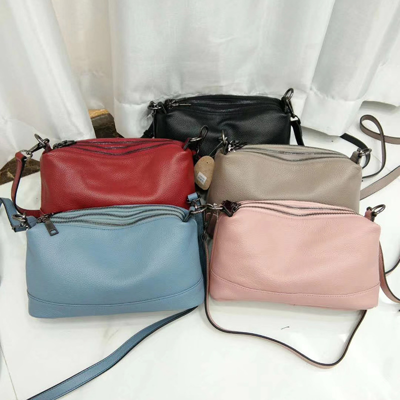 3 Sections Real Leather Crossbody Bag LH2906_5 Colors