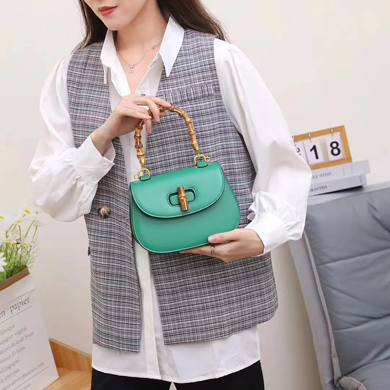Banboo Handle Patent Leather Crossbody Bag LH3454_6 Colors