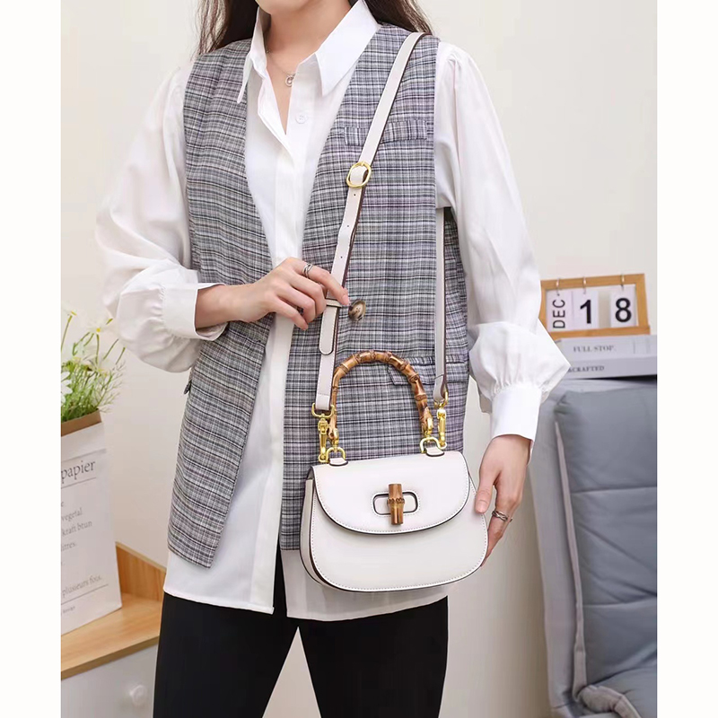 Banboo Handle Patent Leather Crossbody Bag LH3454_6 Colors