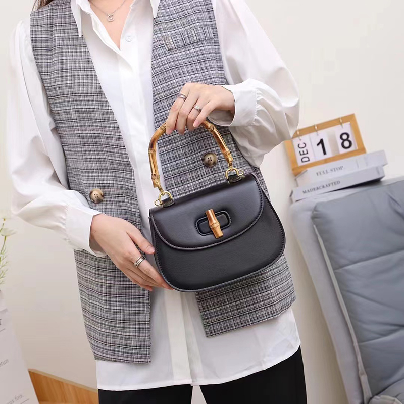 Banboo Handle Patent Leather Crossbody Bag LH3454_6 Colors