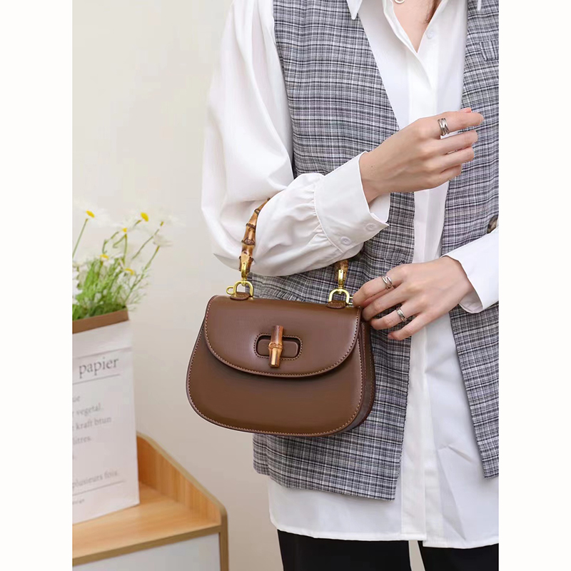 Banboo Handle Patent Leather Crossbody Bag LH3454_6 Colors