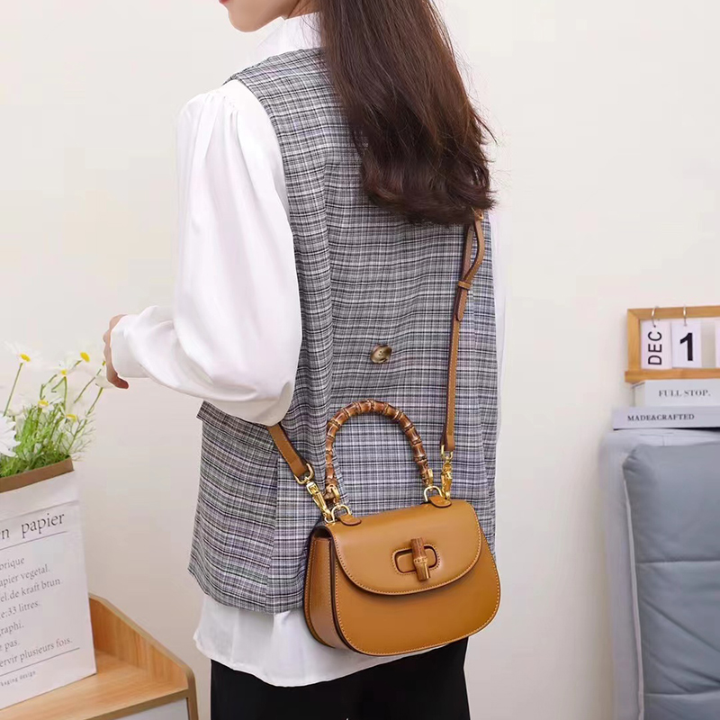 Banboo Handle Patent Leather Crossbody Bag LH3454_6 Colors