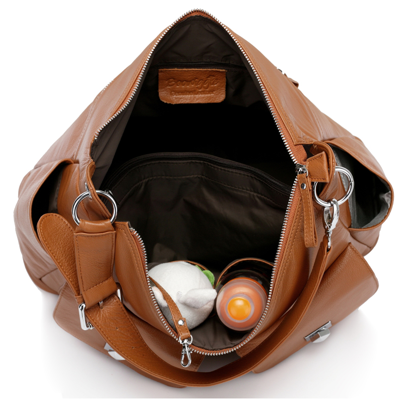 Brown Soft Italian Leather Diaper Bag Mummy Bag LH2169 diaper bag and purse all in one