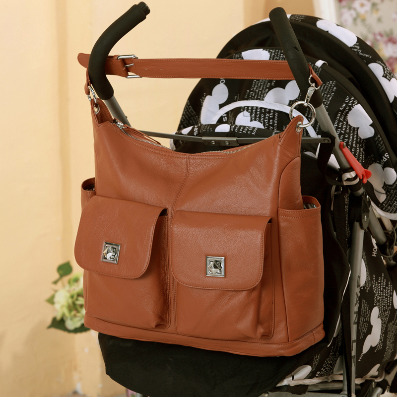 Brown Soft Italian Leather Diaper Bag Mummy Bag LH2169 diaper bag and purse all in one