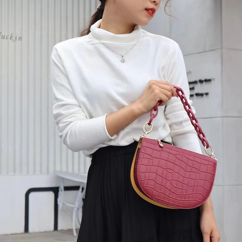 Crocodile Pattern Crossbody Bag Leather Handbags LH3331_3Colors
