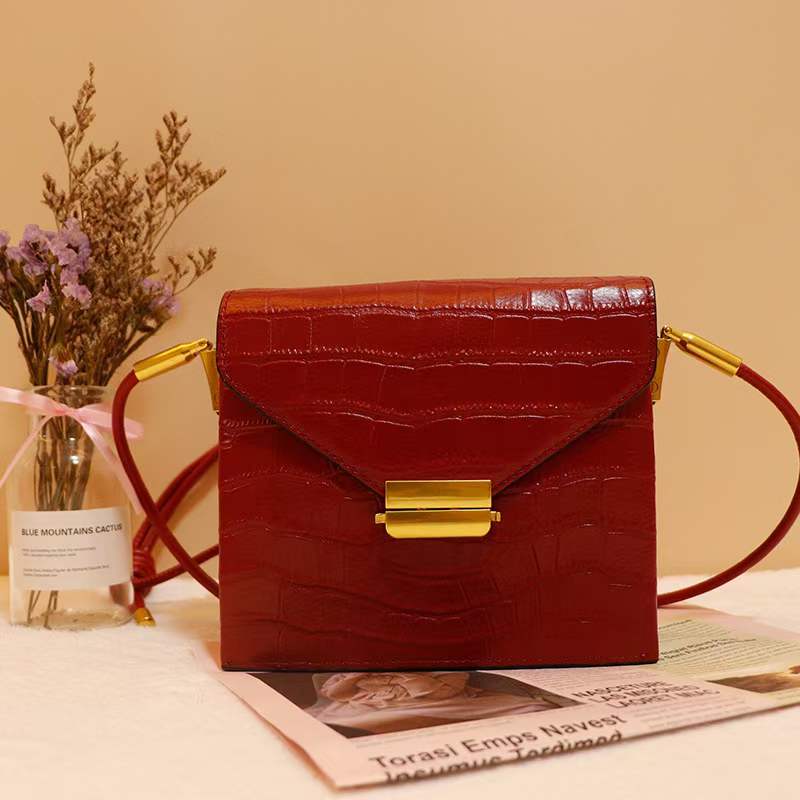Crocodile Pattern Real Leather Crossbody Bag LH3069_5 Colors
