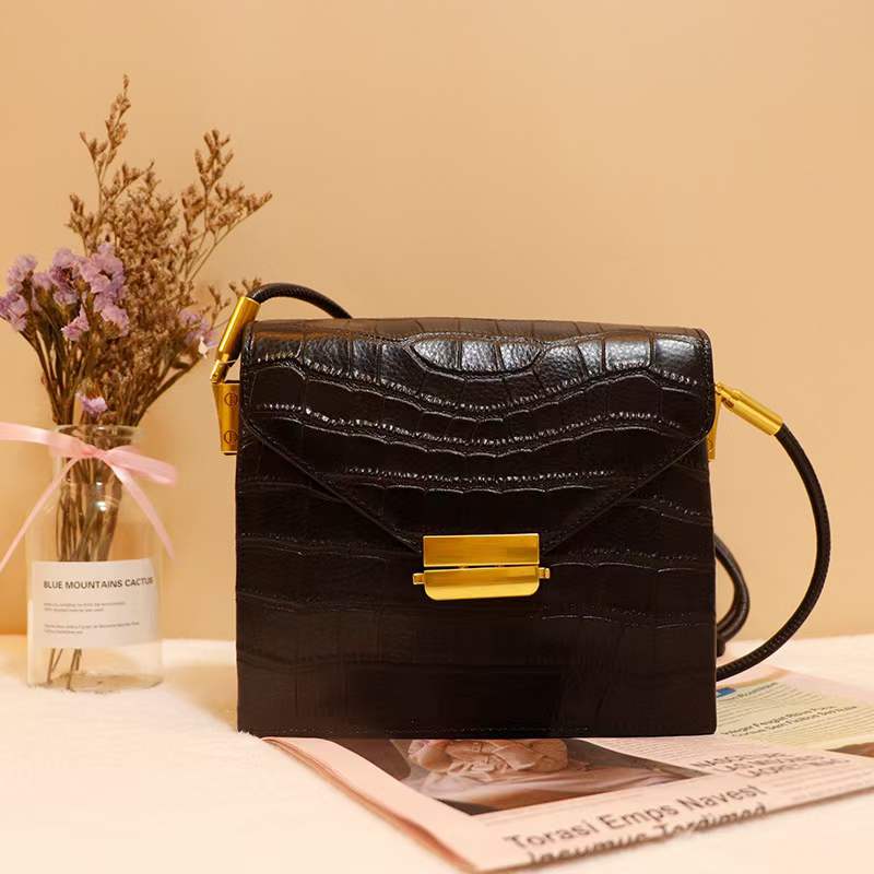 Crocodile Pattern Real Leather Crossbody Bag LH3069_5 Colors