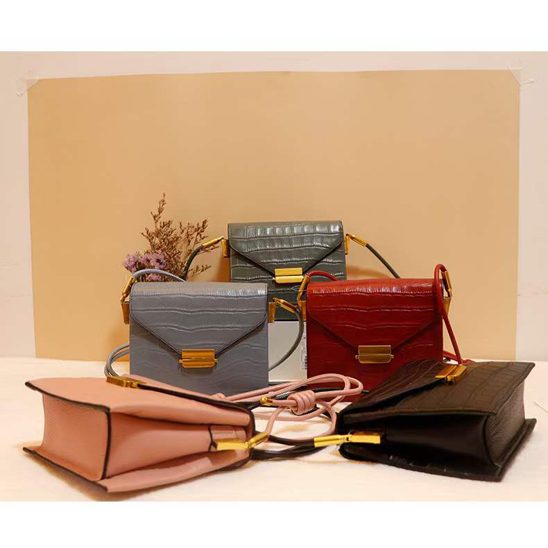 Crocodile Pattern Real Leather Crossbody Bag LH3069_5 Colors