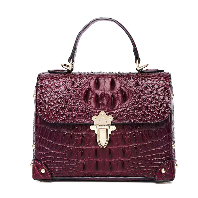 Crocodile Pattern Real Leather Satchel Bag Womens Purse LH3428_2 Colors