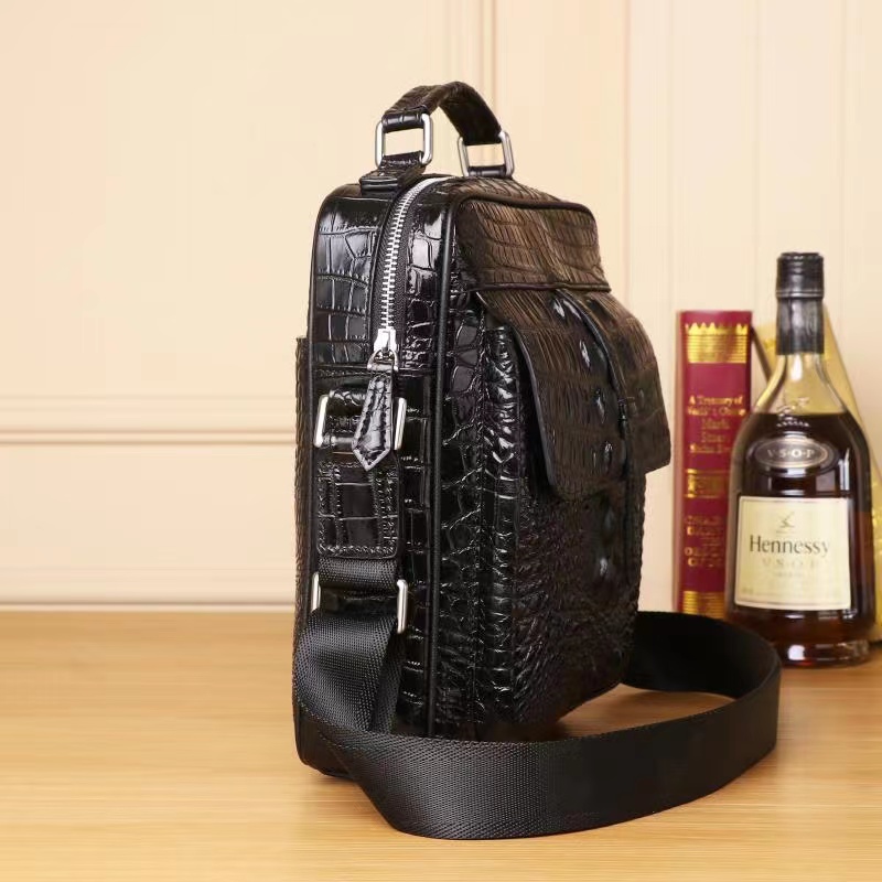 Crocodile Pattern Real Leather Tote Crossbody Mens Bag LH3441