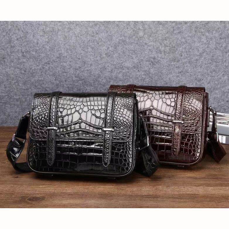 Crocodile Pattern Real Leather Tote Crossbody Mens Bag LH3442_2 Colors