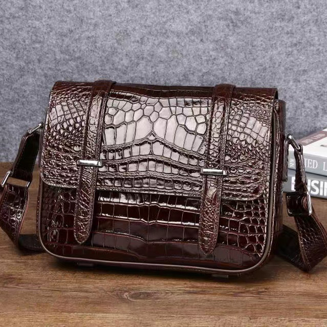 Crocodile Pattern Real Leather Tote Crossbody Mens Bag LH3442_2 Colors