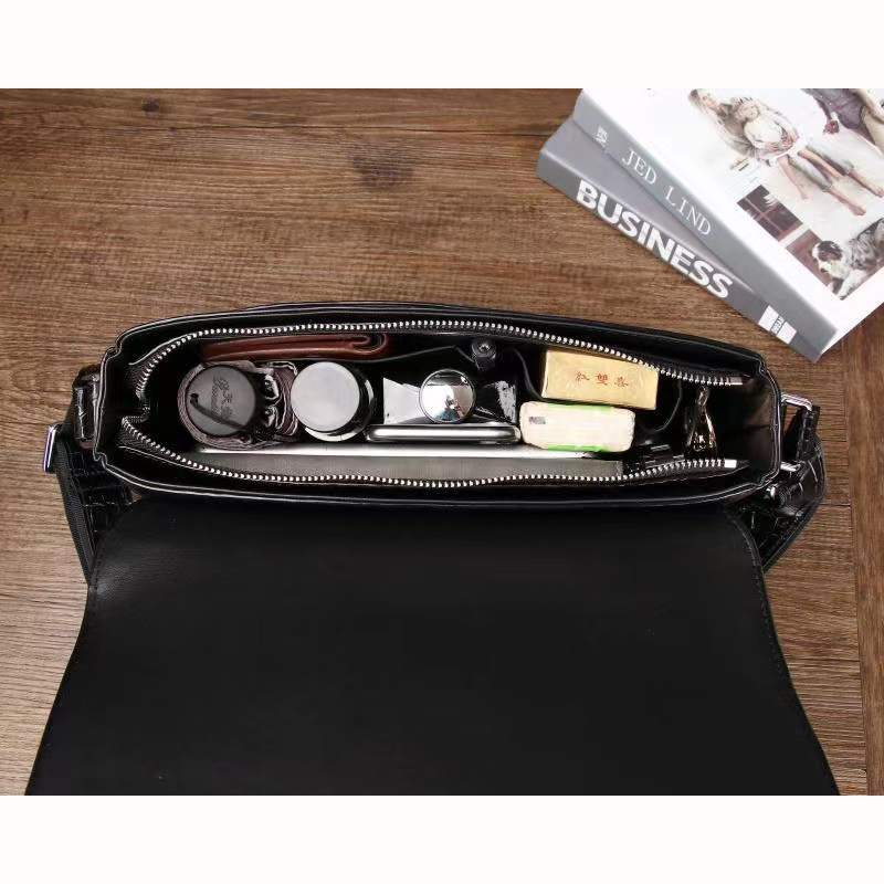 Crocodile Pattern Real Leather Tote Crossbody Mens Bag LH3442_2 Colors