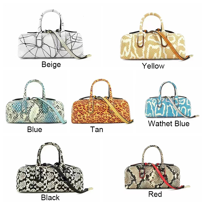 Cute Python Pattern Leather Top Handle Tote Women Handbags LH3502_7 Colors