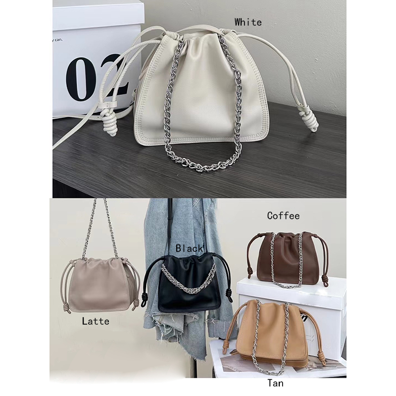 Drawstring Cowhide Leather Crossbody Bag for Women LH3600_4 Colors