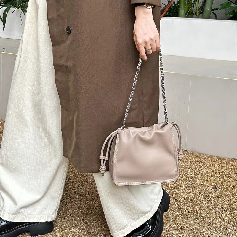 Drawstring Cowhide Leather Crossbody Bag for Women LH3600_4 Colors