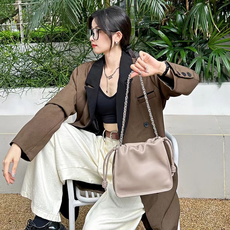 Drawstring Cowhide Leather Crossbody Bag for Women LH3600_4 Colors