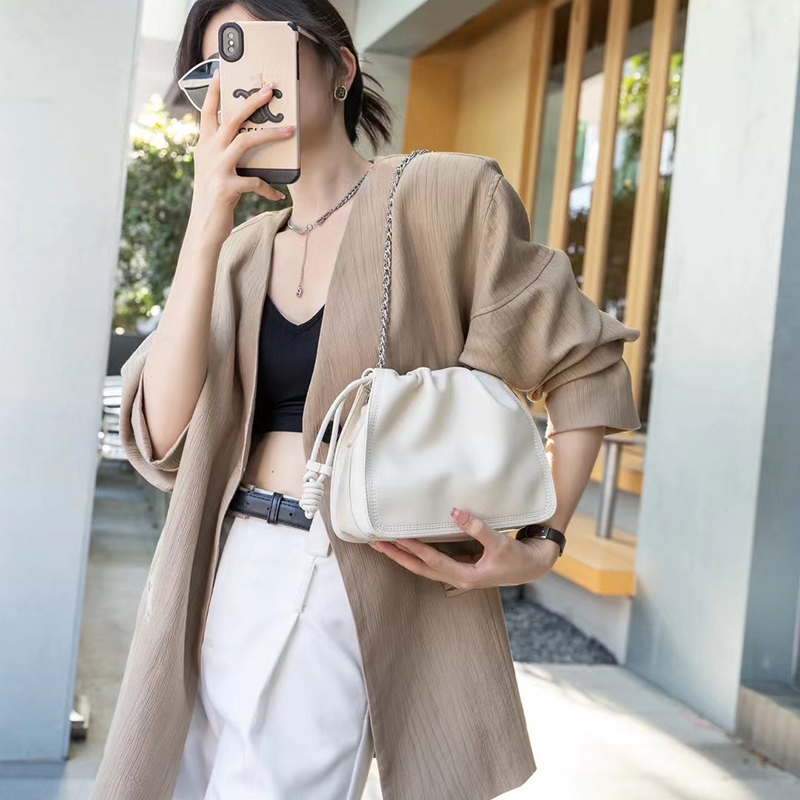 Drawstring Cowhide Leather Crossbody Bag for Women LH3600_4 Colors