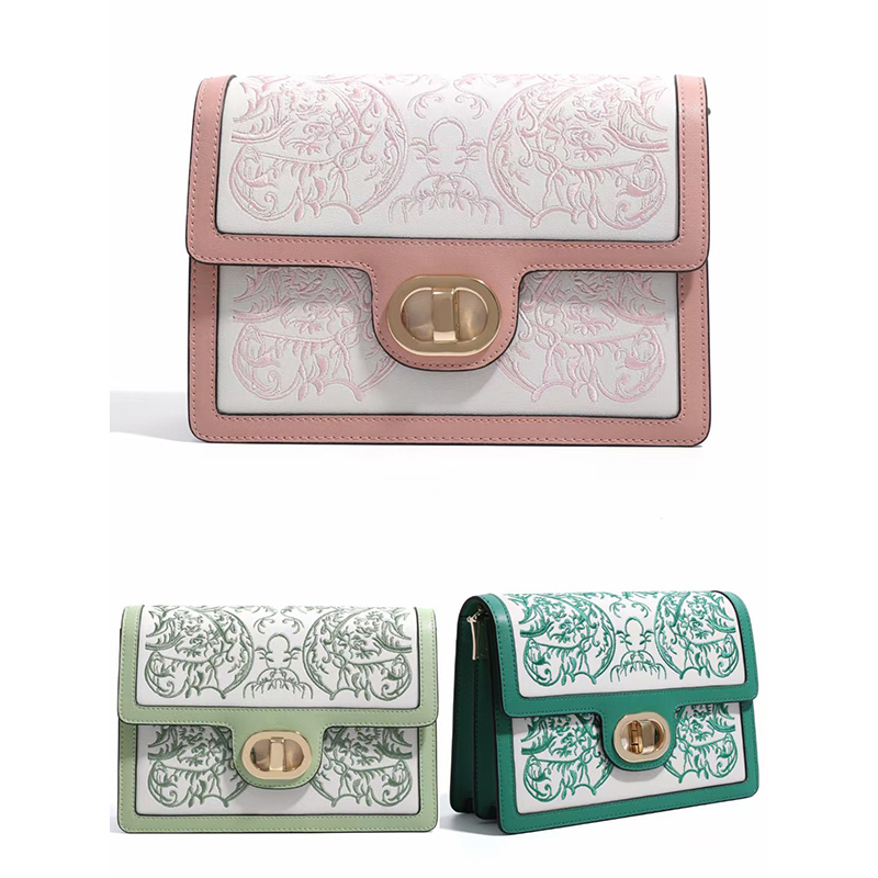 Elegant Embroidery Leather Purse Bag LH3588_3 Colors