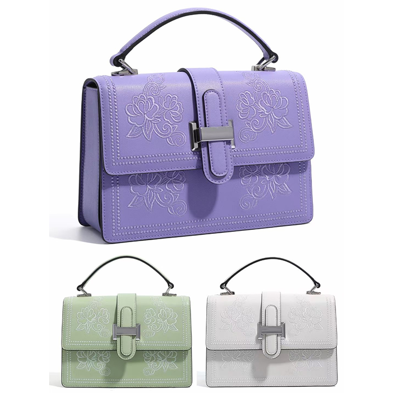 Floral Leather Crossbody Bag Ladies Satchel Bags LH3586_3 Colors