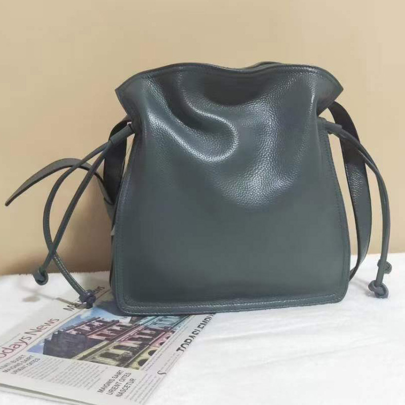 Genuine Leather Drawstring Crossbody Bag LH3101_4 Colors