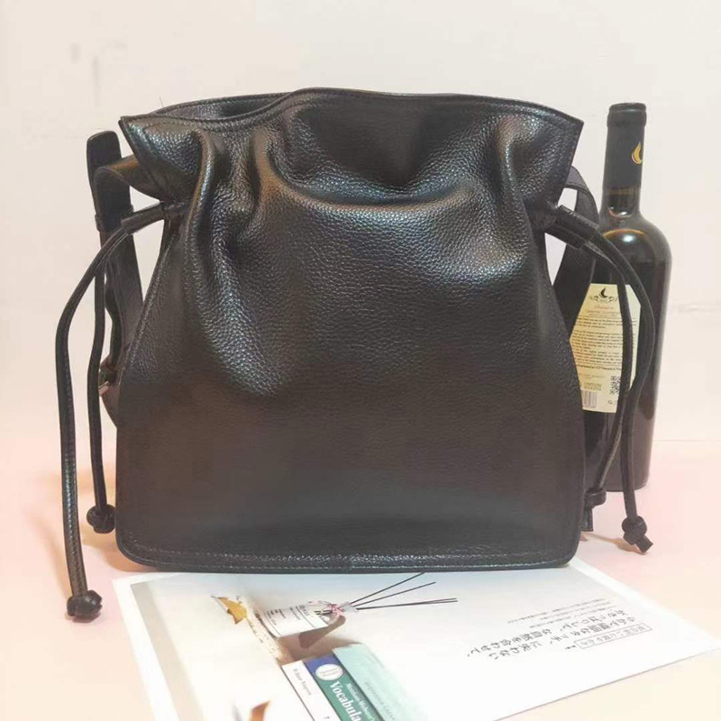 Genuine Leather Drawstring Crossbody Bag LH3101_4 Colors