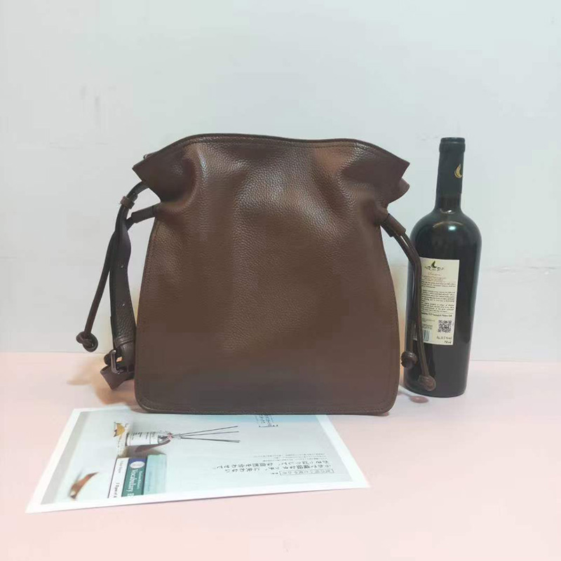 Genuine Leather Drawstring Crossbody Bag LH3101_4 Colors