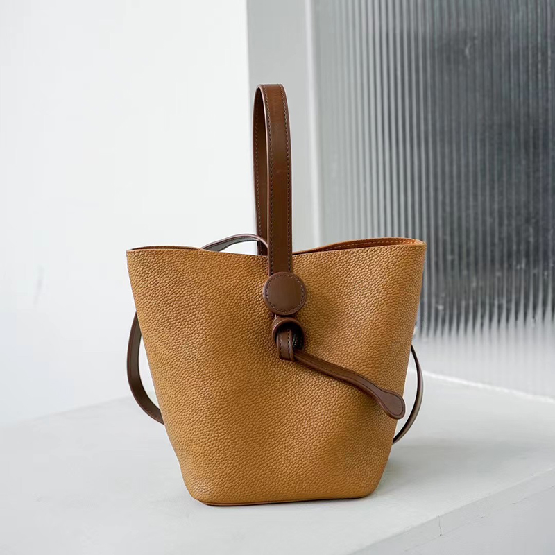 Grain Cowhide Leather Barrel Bag for Women LH3598_4 Colors