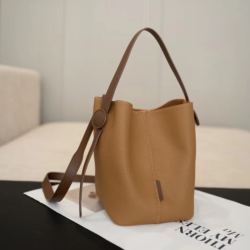 Grain Cowhide Leather Barrel Bag for Women LH3598_4 Colors