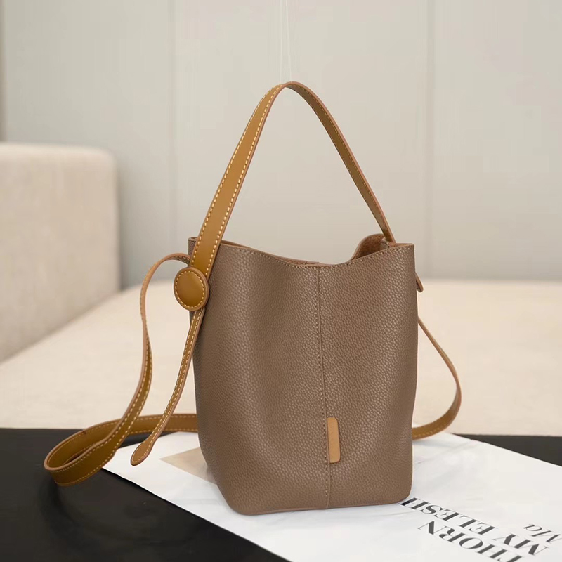 Grain Cowhide Leather Barrel Bag for Women LH3598_4 Colors