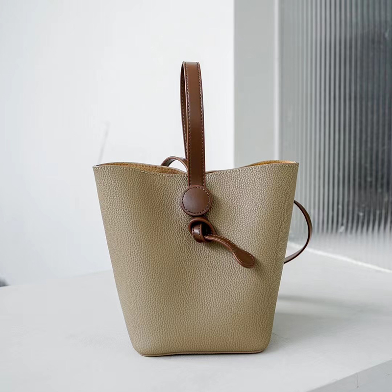 Grain Cowhide Leather Barrel Bag for Women LH3598_4 Colors