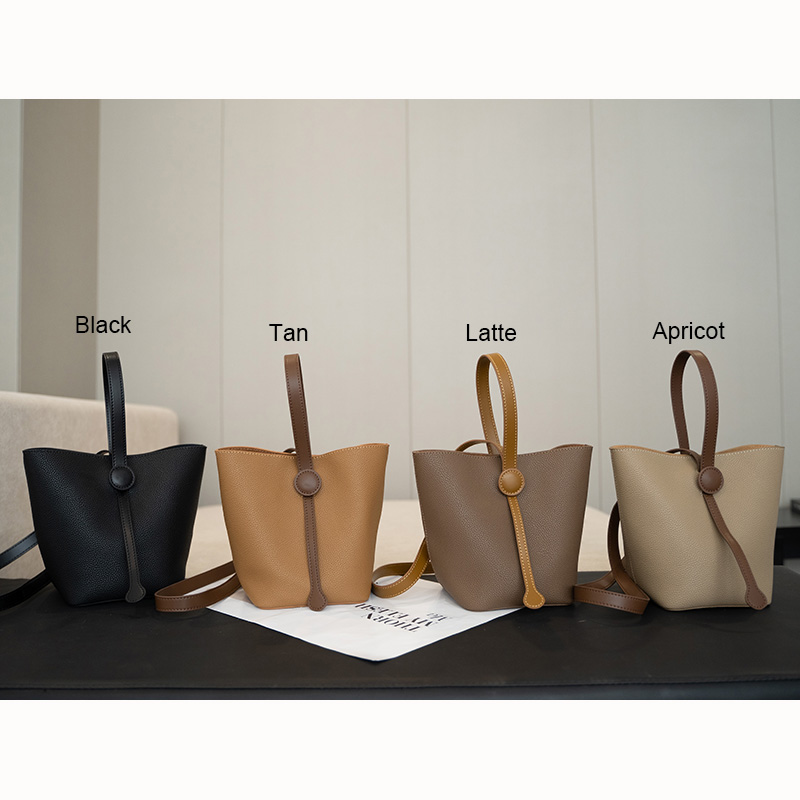 Grain Cowhide Leather Barrel Bag for Women LH3598_4 Colors
