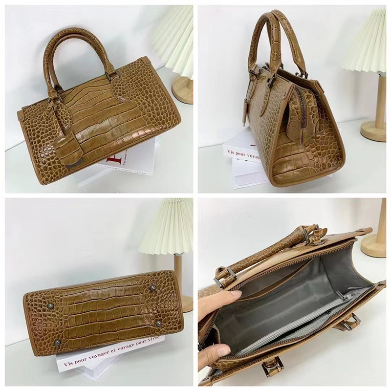 Leather Tote Bag Crocodile Pattern Women Purse LH3488_3 Colors