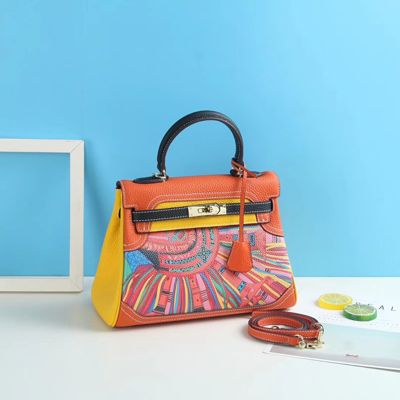 Painting Real Leather Tote Satchel Bag LH2919_7 Colors