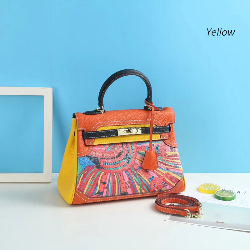 Painting Real Leather Tote Satchel Bag LH2919_7 Colors