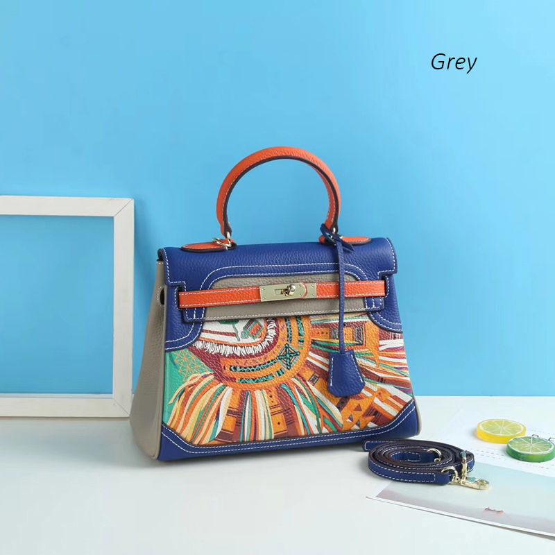 Painting Real Leather Tote Satchel Bag LH2919_7 Colors