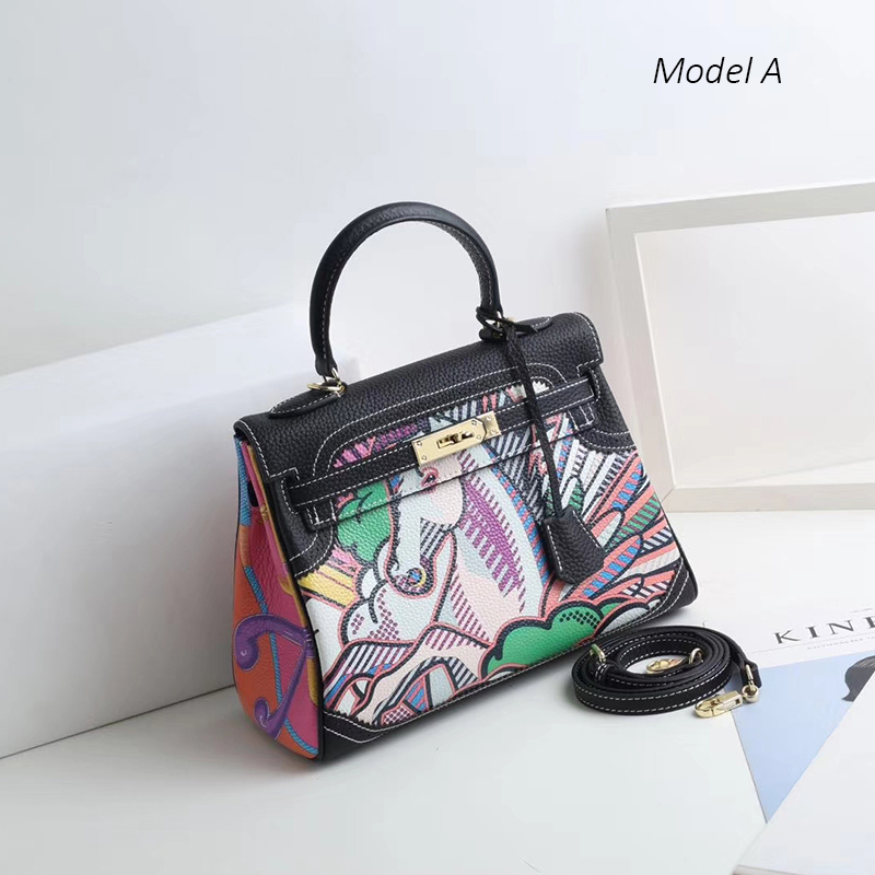 Painting Real Leather Tote Satchel Bag LH2919_7 Colors
