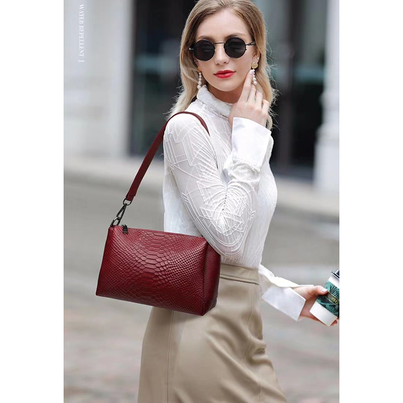 Python Effect Women Leather Purse Crossbody Bag LH3074_3 Colors