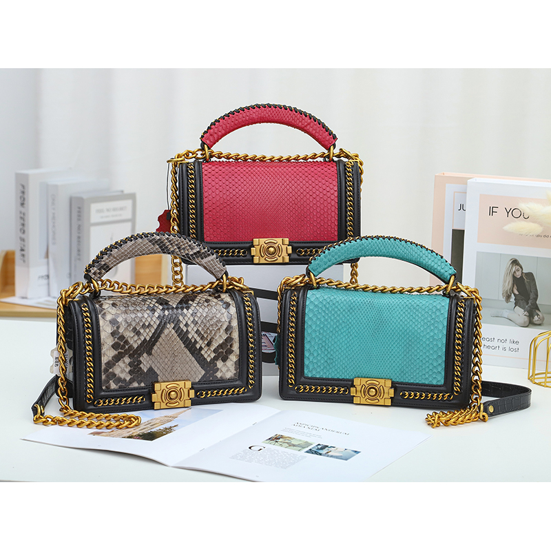 Python Pattern Leather Purse Satchel Bag LH3240_9 Colors