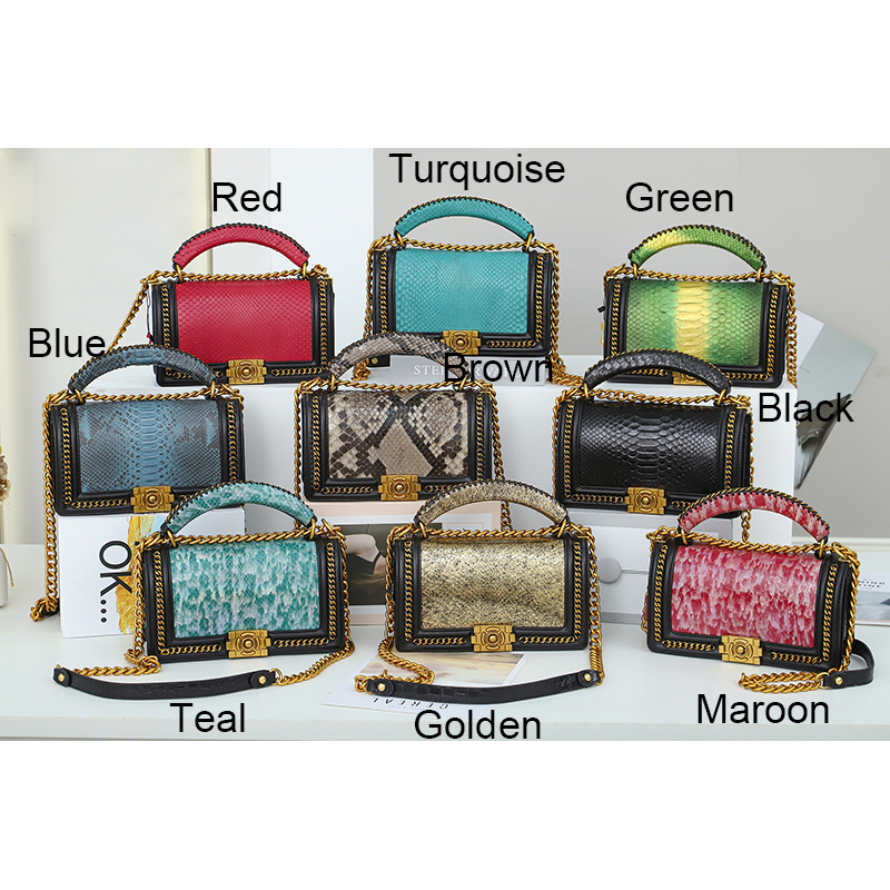 Python Pattern Leather Purse Satchel Bag LH3240_9 Colors