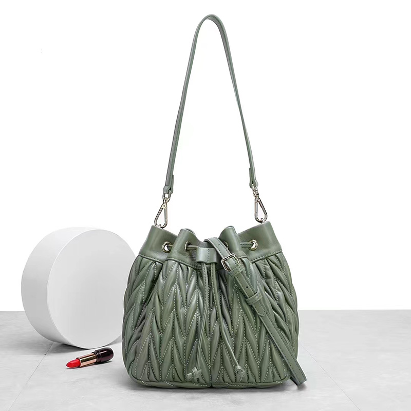 Quilted Leather Crossbody Bucket Bag for Women LH3664_6 Colors