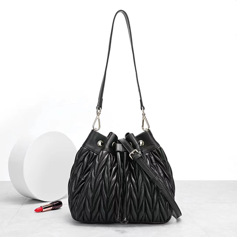 Quilted Leather Crossbody Bucket Bag for Women LH3664_6 Colors