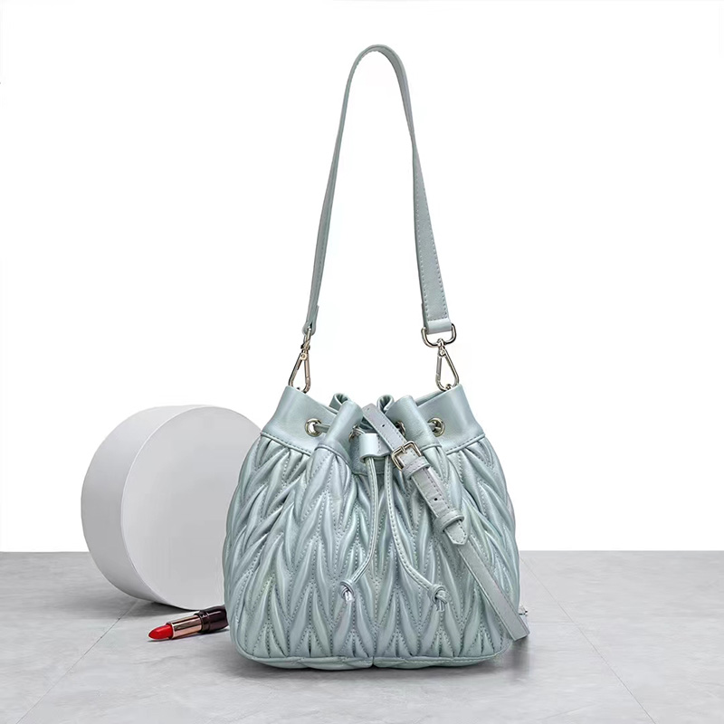Quilted Leather Crossbody Bucket Bag for Women LH3664_6 Colors