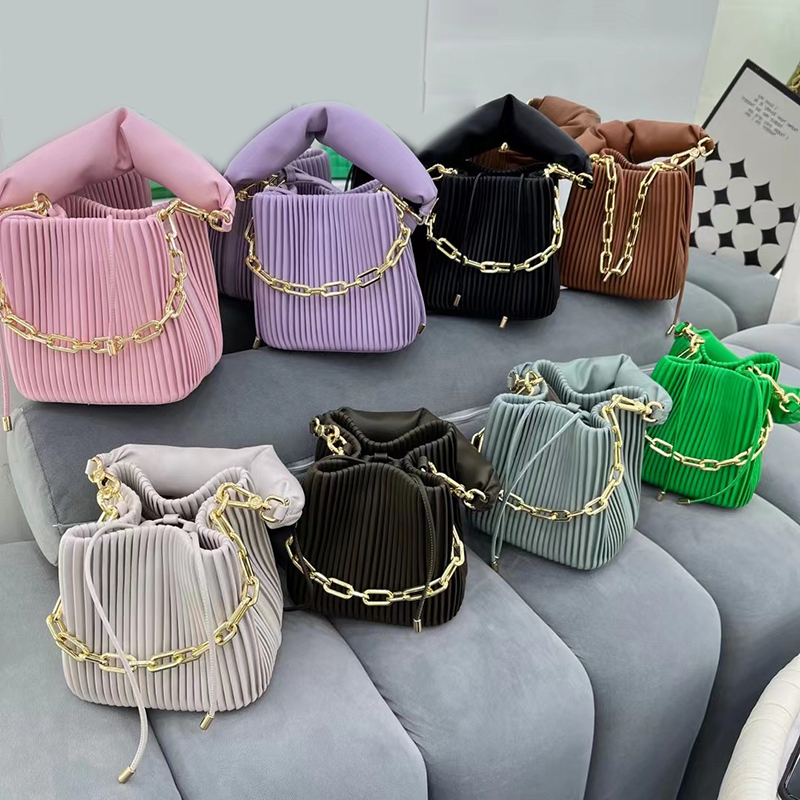 Quilted Leather Tote Bucket Bag Leather Purse LH3609_11 Colors