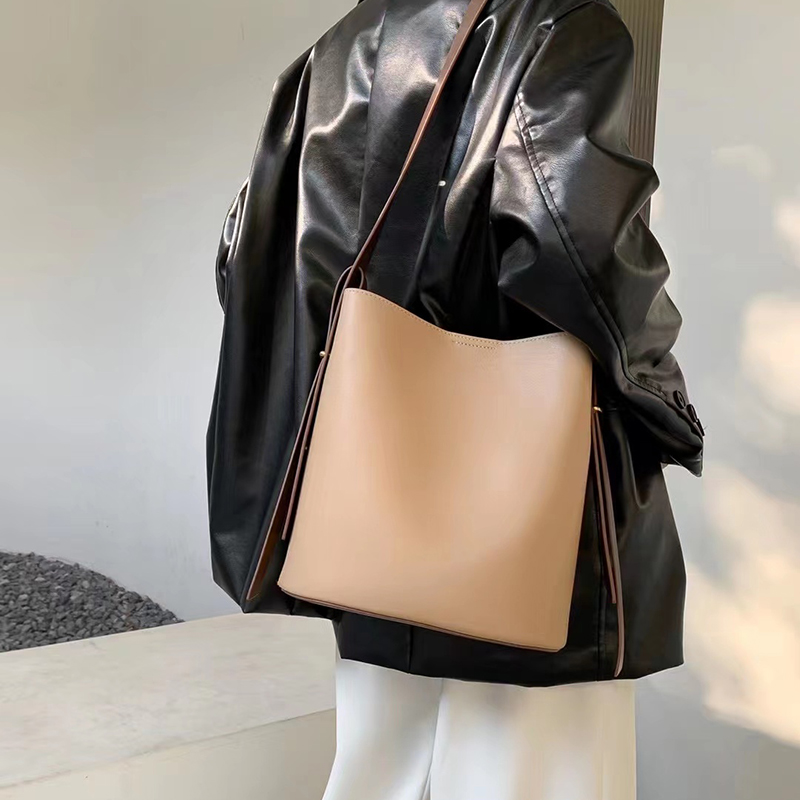Real Leather Barrel Bag Women Shoulder Purse LH3472_5 Colors