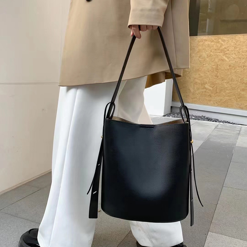 Real Leather Barrel Bag Women Shoulder Purse LH3472_5 Colors