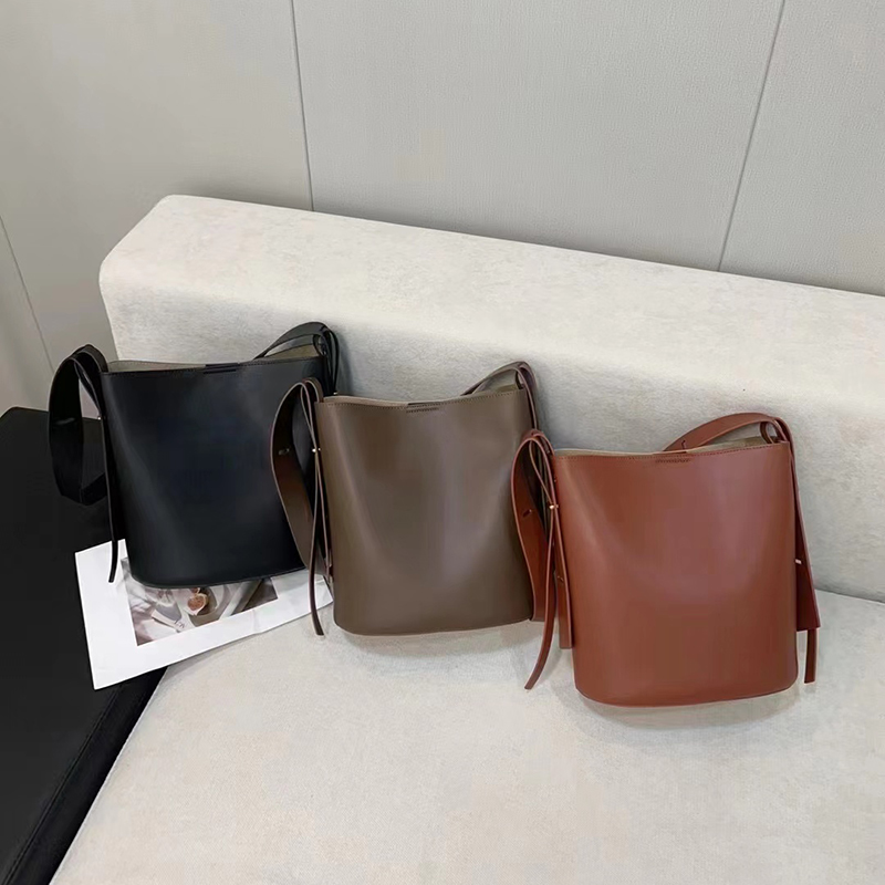 Real Leather Barrel Bag Women Shoulder Purse LH3472_5 Colors