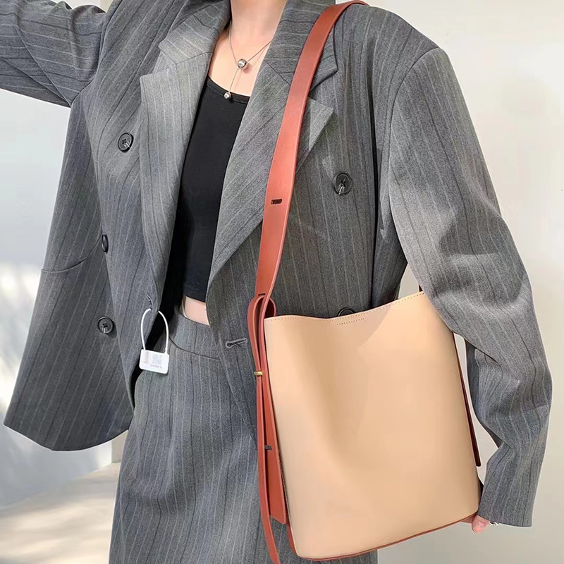 Real Leather Barrel Bag Women Shoulder Purse LH3472_5 Colors