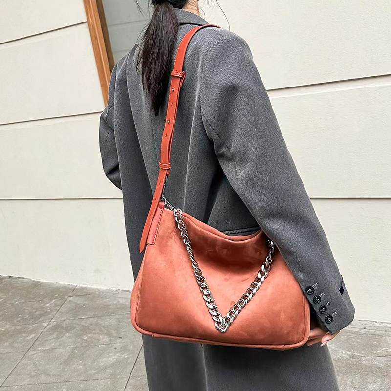 Suede Cowhide Leather Shoulder Bag for Women LH3599_4 Colors
